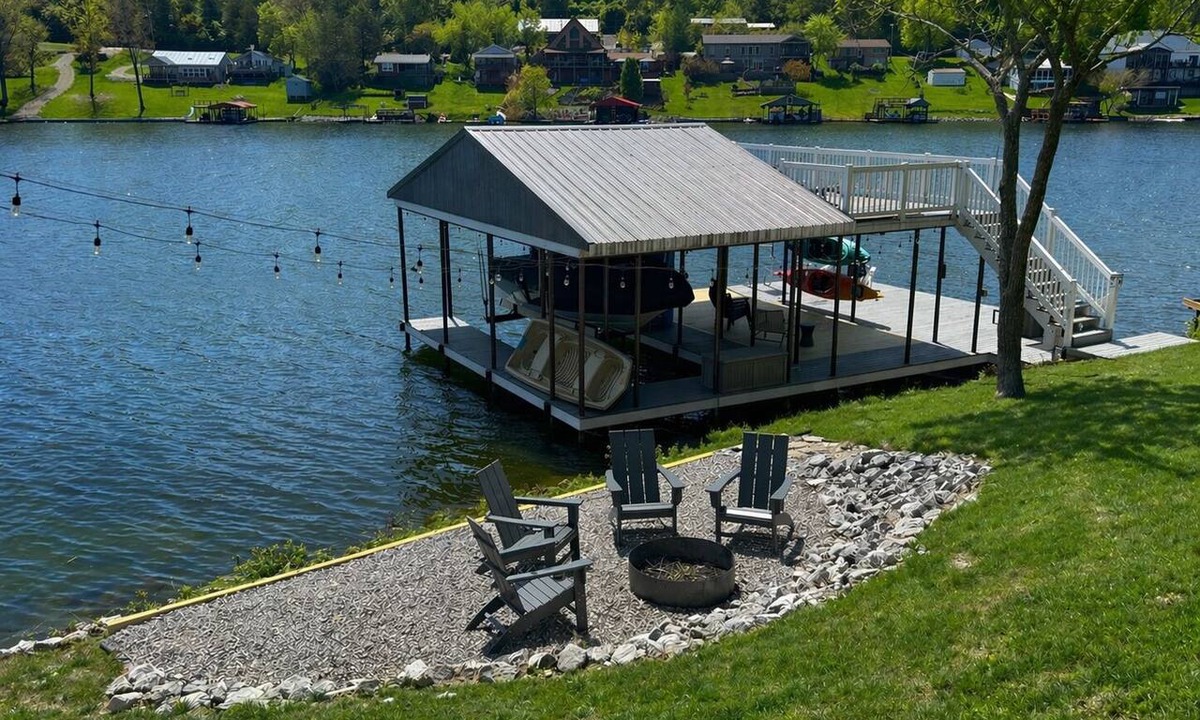 Williamstown Cabin | 3-bedroom modern mid century cabin! Hot tub, fire pit and lake front