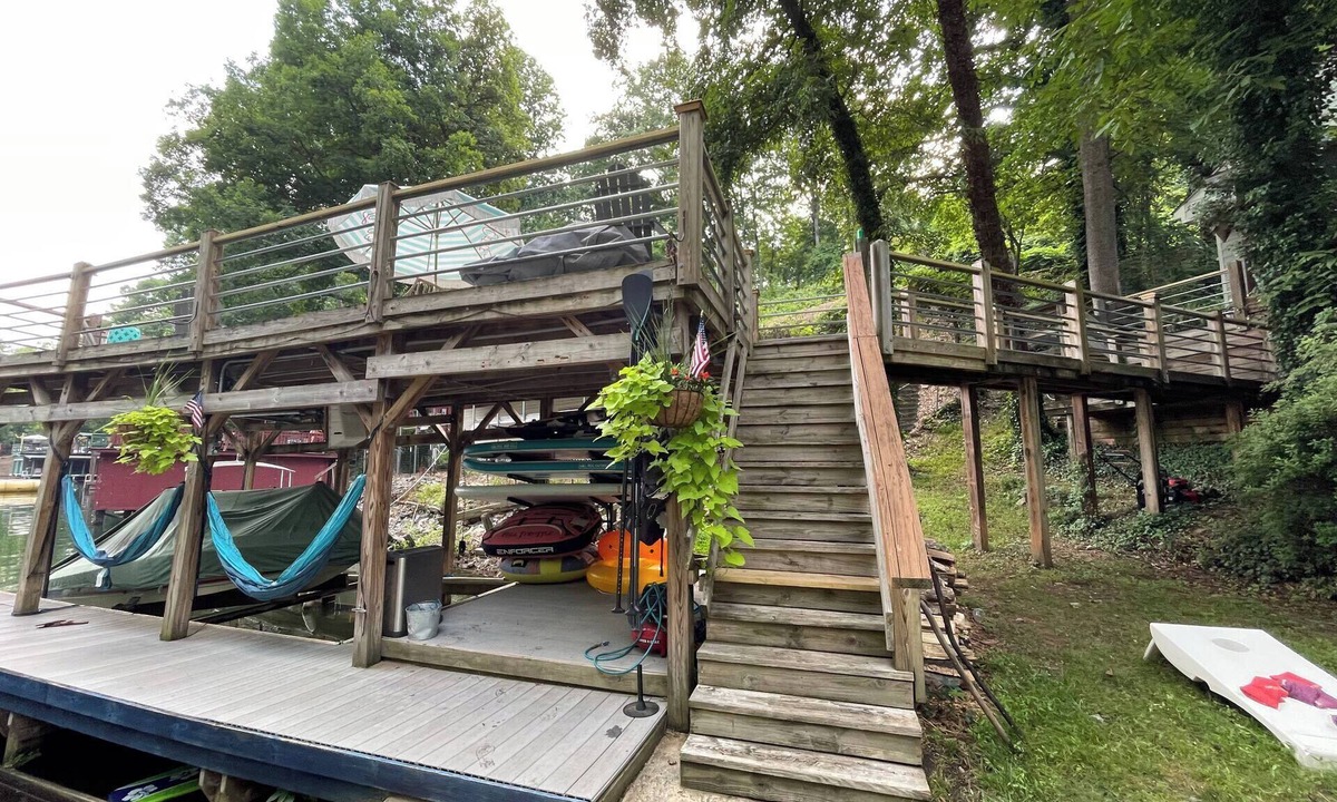 Sunset Cove House | Lakefront Lake Lure Cabin: Private Dock, Paddleboards, Firepit Near Chimney Rock