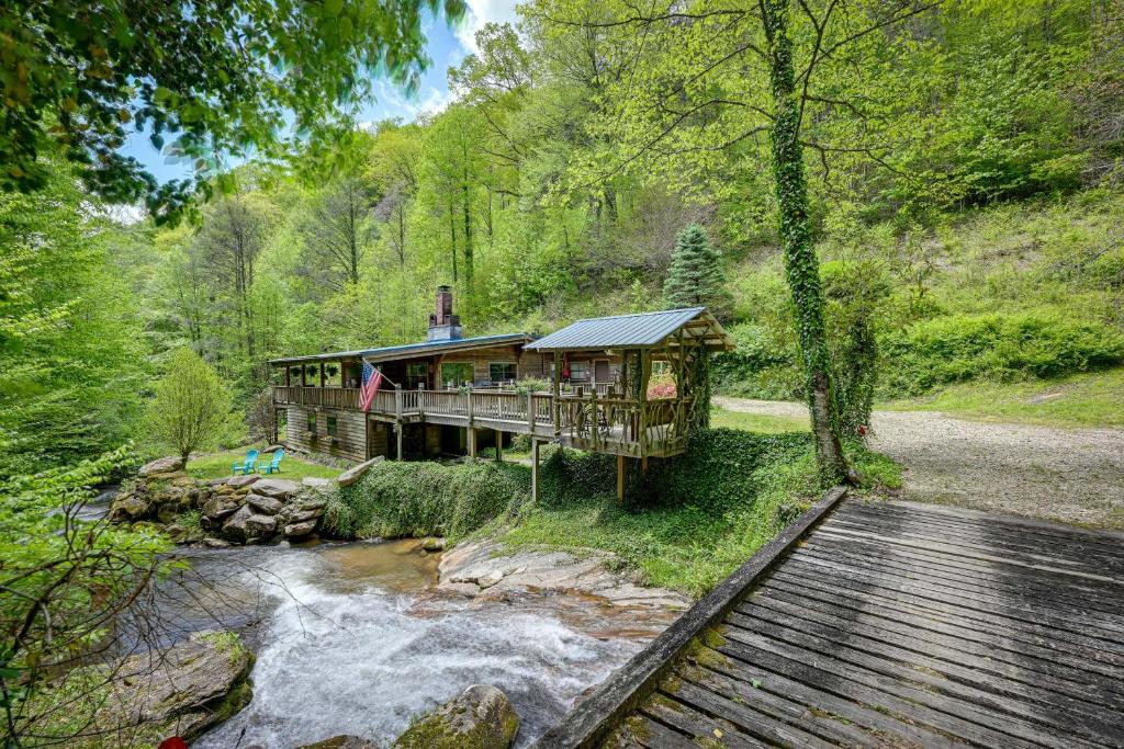 Franklin House | Magical Smoky Mountain Cabin Rental with Waterfall!