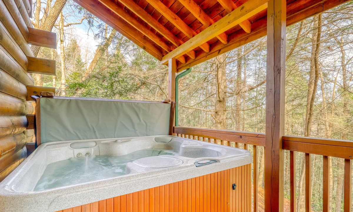 Epworth Cabin | Secluded creekfront cabin w/ firepit, private hot tub
