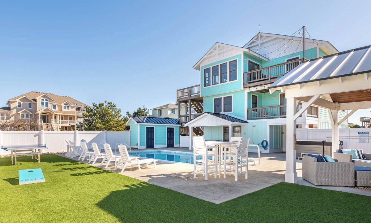 Ocean Sands House | Yeti V - Corolla, Ocean Sands, 50 Yards to Beach, Ocean View, Pool, Cabana, Hot Tub