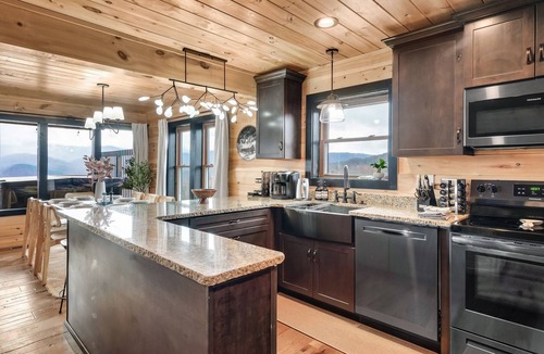 Chalet Village North Cabin | 270° Mt LeConte Views, Sleeps 25, Theater, Arcade, Hot Tub, Fire Pit, Pets OK