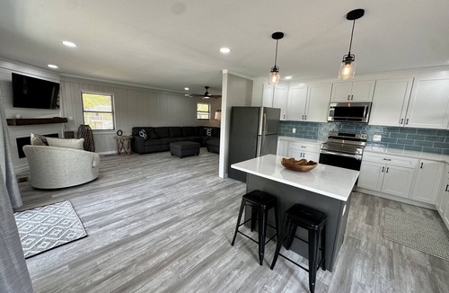 Sevierville Cabin | BRAND NEW Lake Front home. Private cove and boat dock! Modern farmhouse appeal!