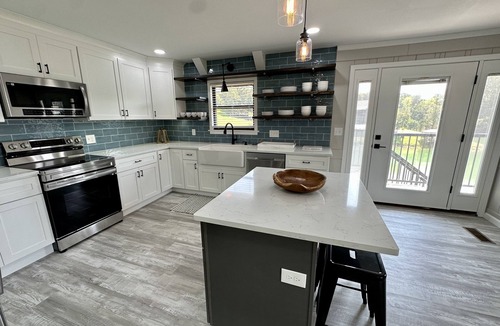 Sevierville Cabin | BRAND NEW Lake Front home. Private cove and boat dock! Modern farmhouse appeal!