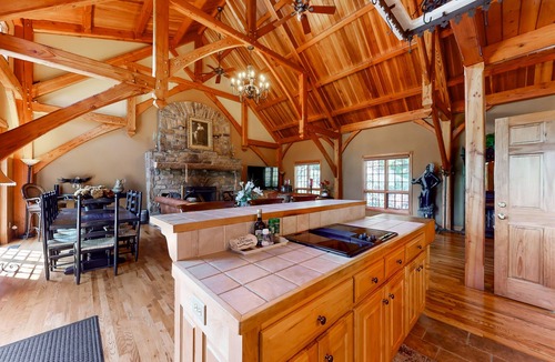 Tynecastle House | Elegant forest home next to Grandfather Mountain with wood fireplace & decks
