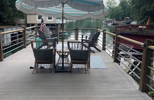 Sunset Cove House | Lakefront Lake Lure Cabin: Private Dock, Paddleboards, Firepit Near Chimney Rock