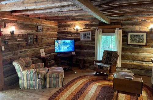 Bryson City House | Log Cabin, Historic, wood fireplace