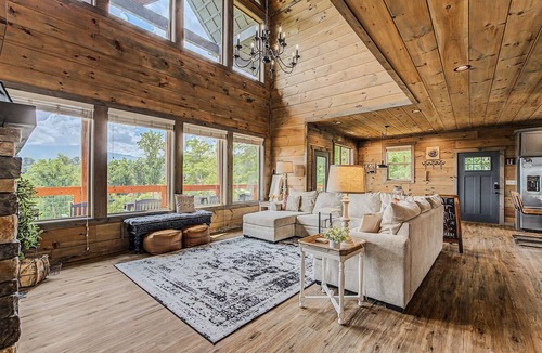 Chalet Village North Cabin | Luxury 3-story cabin! MTN Views Hot Tub, Game Room, Fire Pit, Book Fall Now!