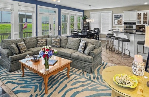 Saint Helena Island House | Luxury ADA-Friendly Marshfront Home | 2 Six Seater Golf Carts with Beach Access ADA Stickers, Game Room, Elevator