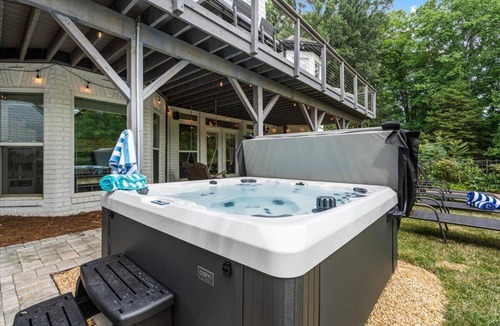 Mooresville House | Luxury Lake Norman Retreat w/Hot Tub, Gameroom, Firepit, Dock
