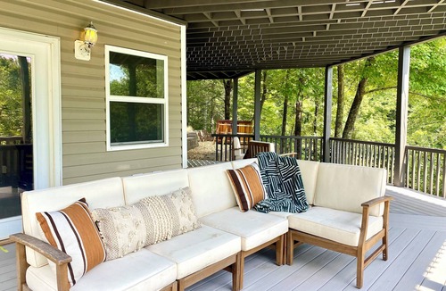 Ellijay Cabin | Modern A-Frame Cabin, Sleeps 12, Cedar Hot Tub, Game Room, Fishing Pond, Views