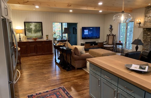 Scaly Mountain House | NestleInn: Luxury Mountain Retreat with Fire Pit, Decks & Forest Views.