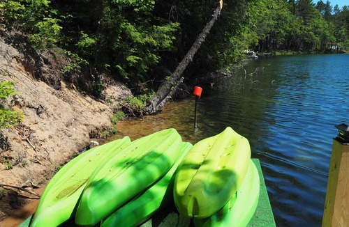 Mancelona Ski Chalet | NEW! Woods and Waters - Large, Family-Friendly, and Lakefront with Watercraft!