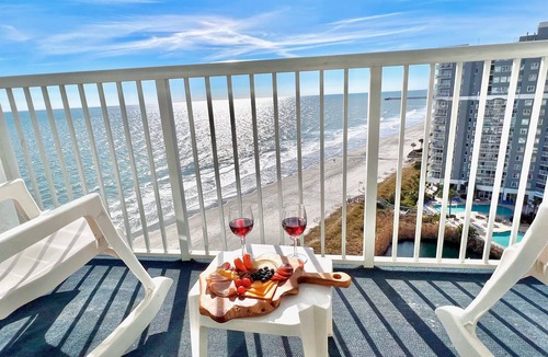 Arcadian Shores Condo | Oceanfront - Heated Pools- Fire pit