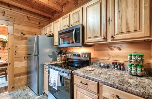 Sevierville Cabin | Peaceful Wears Valley Cabin w/Hot Tub, Porch Bed Swing, FP, Fire Pit & Views