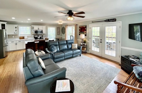 Lavonia House | Plenty of Deep Water at our Dock + Game Room, Firepit, Golf Cart + Pets welcome!