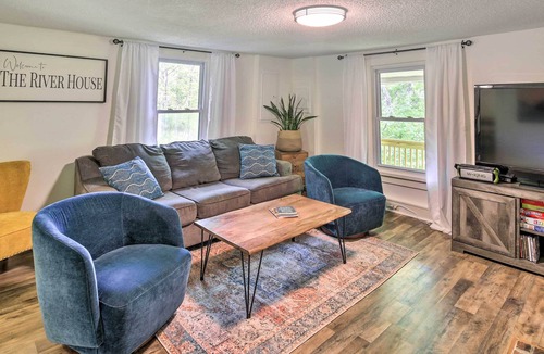 North Fork Cottage | Private Riverfront Escape w/ Fire Pit & Grill
