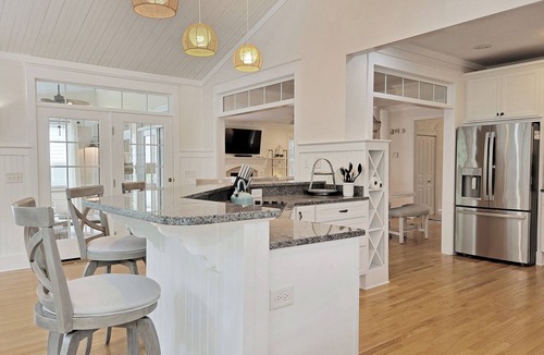 North Litchfield Beach House | Raised 2-Story Beach House, Beautiful Updates, Private Pool, Shortcut to Beach