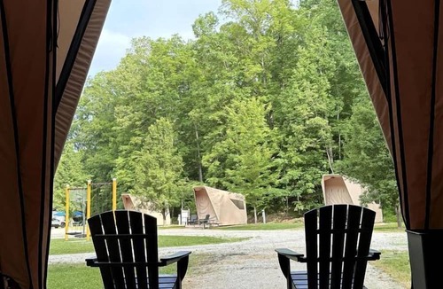 Hitchins RV Rental | Safari Tent Glamping in Grayson Kentucky with Biking Trails Access