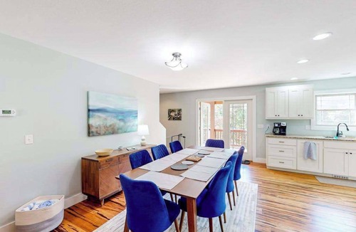 Pisgah Forest House | Scenic retreat with private hot tub, fenced yard, fire table, & furnished porch