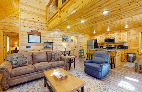 Chalet Village North House | Wooded cabin with Hot Tub, Fireplaces & Furnished Deck