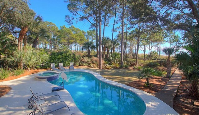 Beautiful 6BR Oceanfront Home in Sea Pines with Private Beach Path, Pool and Spa
