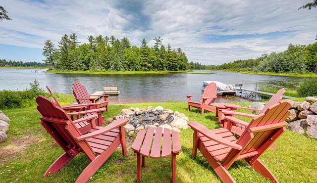 Dock, Fire Pit: Historic Lakefront Cabin in Mercer in Mercer