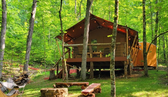 GLAMPING IN THE SMOKIES-PRIVATE 5 acres-LAKE ACCESS.