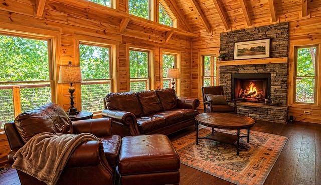 Mountain Birdies Log Cabin In Rumbling Bald at Lake Lure! Golf Views! Work Space