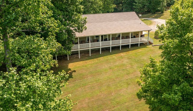 Private Hilltop Escape on 12 Acres for Groups & Families: Fire Pit & Balcony in Franklin