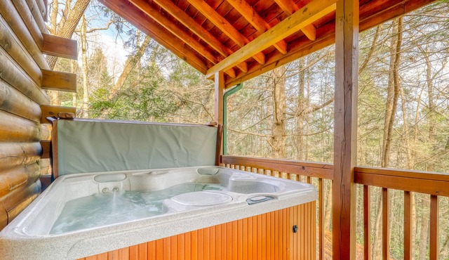 Secluded creekfront cabin w/ firepit, private hot tub in Epworth