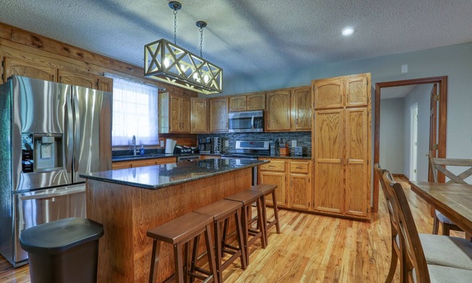 Alexander Cabin | Authentic Log Cabin Hot Tub! Mountain Views! Fire Pit! Fireplace! All One level!