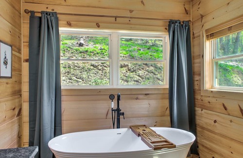 Spruce Pine House | Hemlock Creek Cabin | Spacious Cabin with Game Room, Hot Tub, Fire Pit and Trails